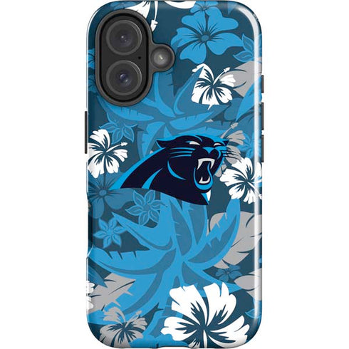NFL Carolina Panthers Tropical Print iPhone 16 Plus Impact Case